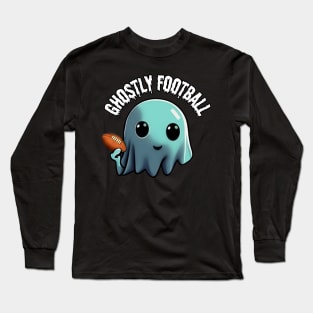 Cute ghost playing Football:  The Ghostly Game of American Football, Halloween Long Sleeve T-Shirt